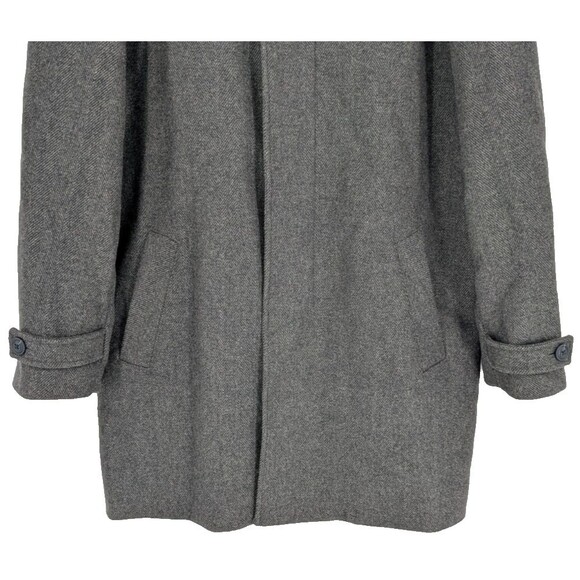 LANDS END Mens Winter Coat SIZE L/T 42/44 65% Wool Gray Herringbone Great - Picture 5 of 14